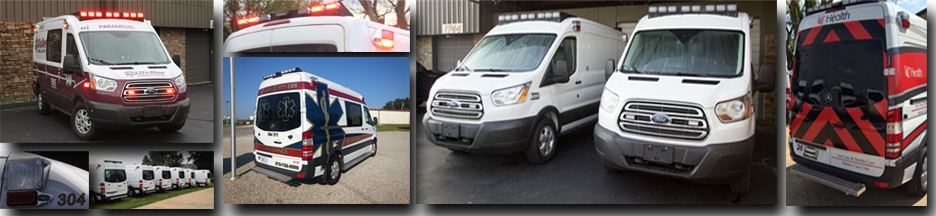 Front page banner featuring multiple car configurations for Type I, Type II, and Type III ambulances